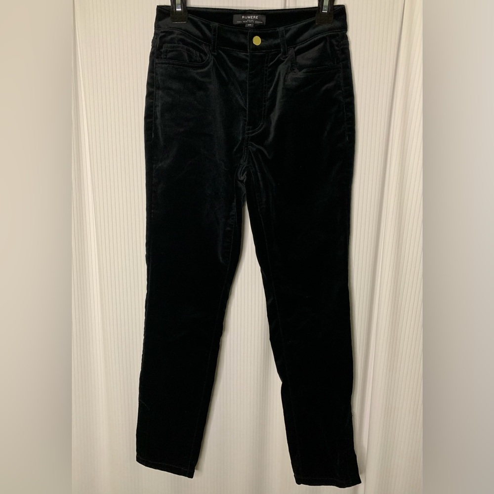 Rumere - Black Velvet Pants With Open Ankle Cuff - See Measurements